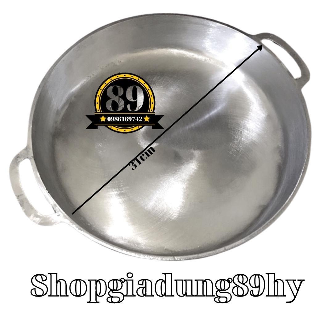 Chảo gang trắng đúc doa bóng đáy bằng 31cm