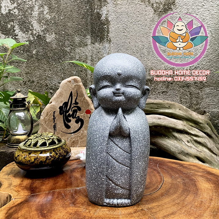 Chú tiểu decor hiện đại 21 cm trang trí nhà cửa màu xám