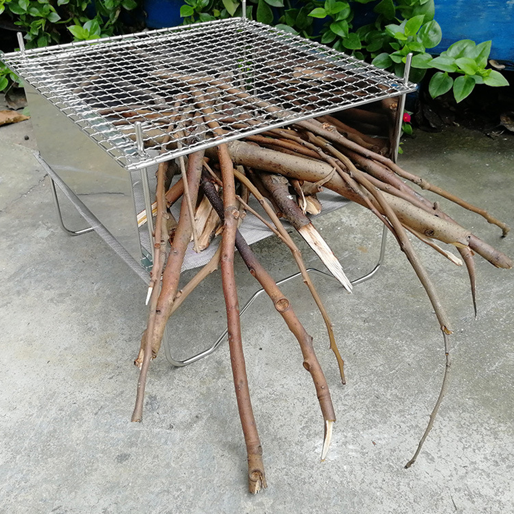 Bếp Nướng Cắm Trại Ngoài Trời Có Khoang Chứa Củi