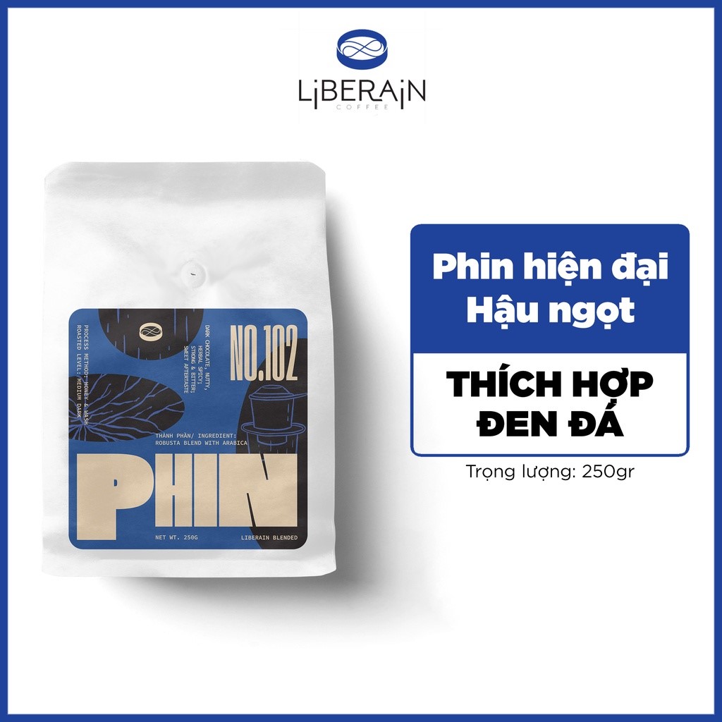 Cà phê phin Liberain 102 - Gu vị truyền thống, vị chocolate, hậu ngọt - Cà phê nguyên chất, rang mộc, pha phin