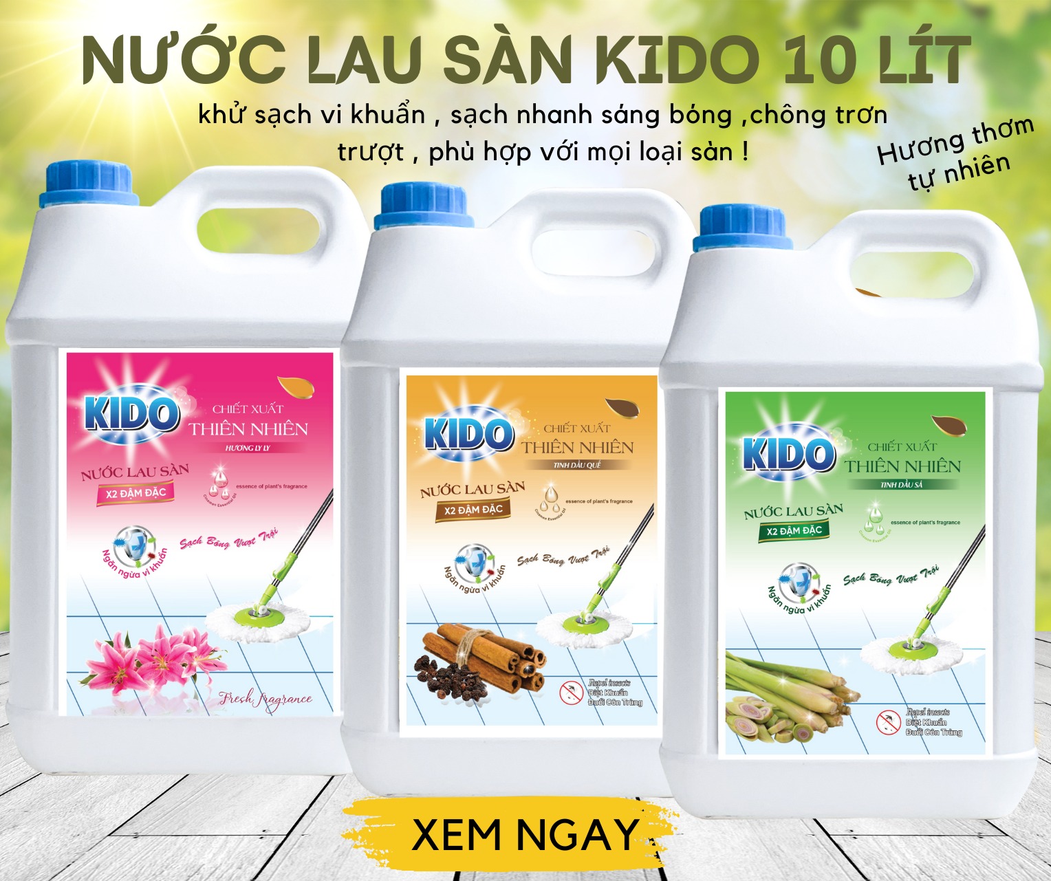 Nước Lau Sàn Kido 10 Lít Hương Lyly - Sạch Sàn, Thơm Nhà, An Toàn Sức Khỏe