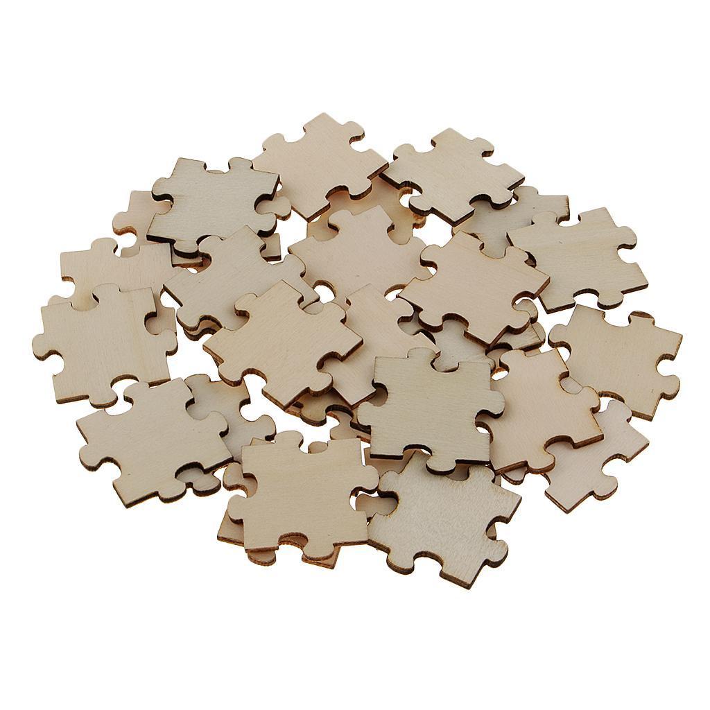 200x 4cm Blank Wood Puzzle Shape Slices Embellishment Wedding Decoration DIY