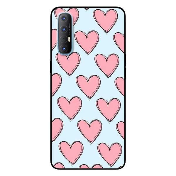 Ốp lưng dành cho Oppo Reno 3 / A91 - Reno 3 Pro - Reno 4 - Reno 4 Pro mẫu Tim Hồng Nền Xanh