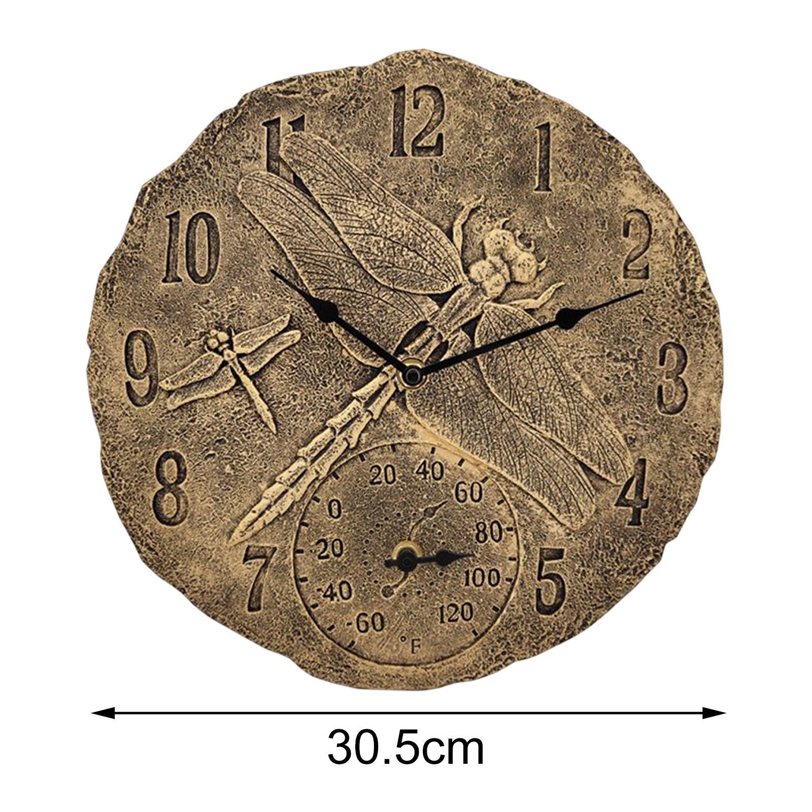 12inch Wall Clock Waterproof Indoor Outdoor with Temperature Display