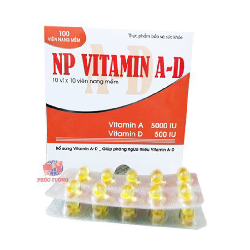 Viên uống VITAMIN AD -Hộp 100 viên - Sáng mắt đẹp da ,Giúp trẻ chắc xương, phát triển hệ xương khẻo mạnh, cao lớn., Vinaphar