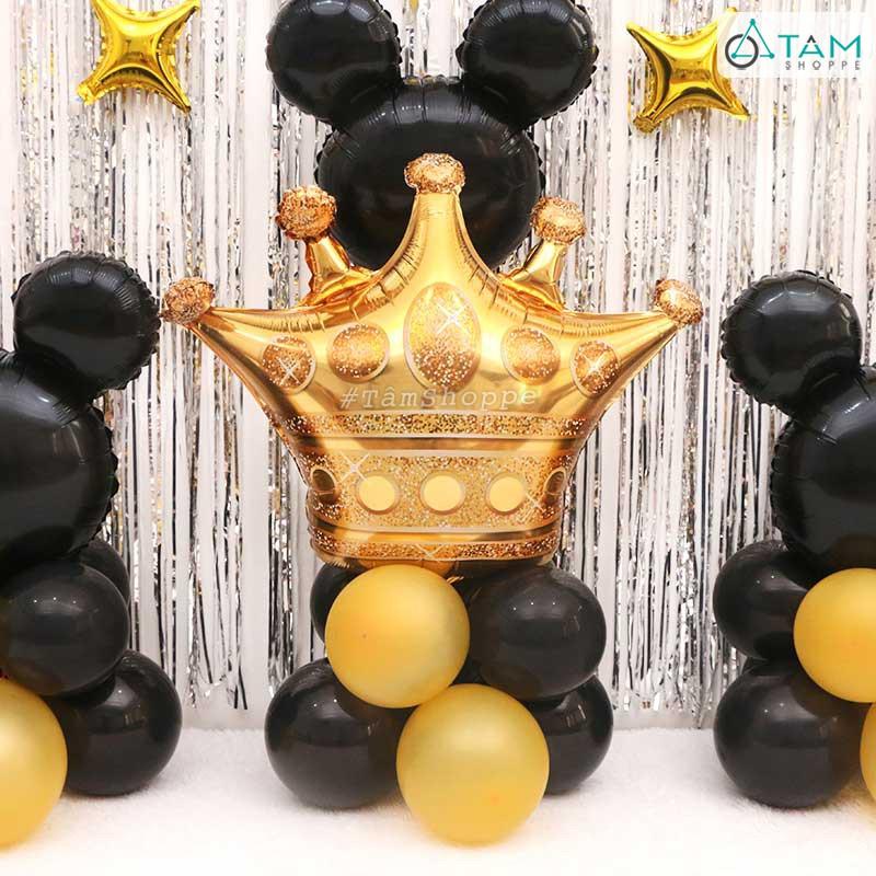 SET 2 Bong bóng trang trí hình vương miệng Hoàng gia Vàng Gold