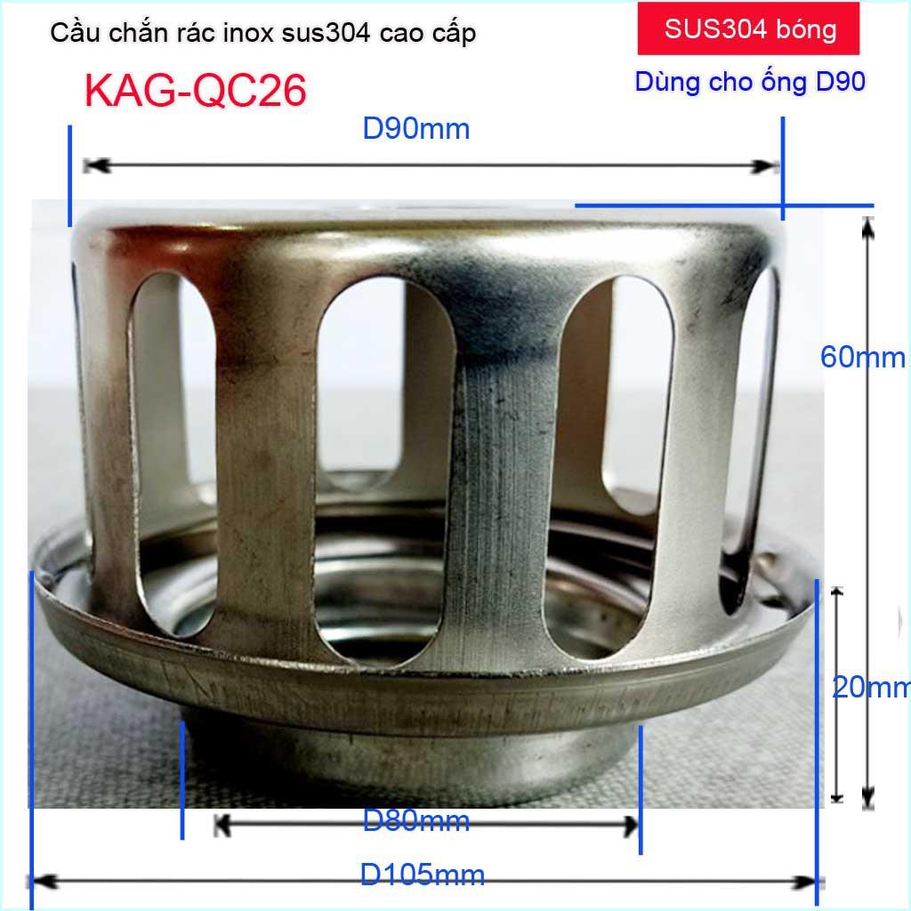 Cầu chắn rác sân thượng inox SUS304 ống D60, D90, cầu chặn rác, cầu thoát nước mưa