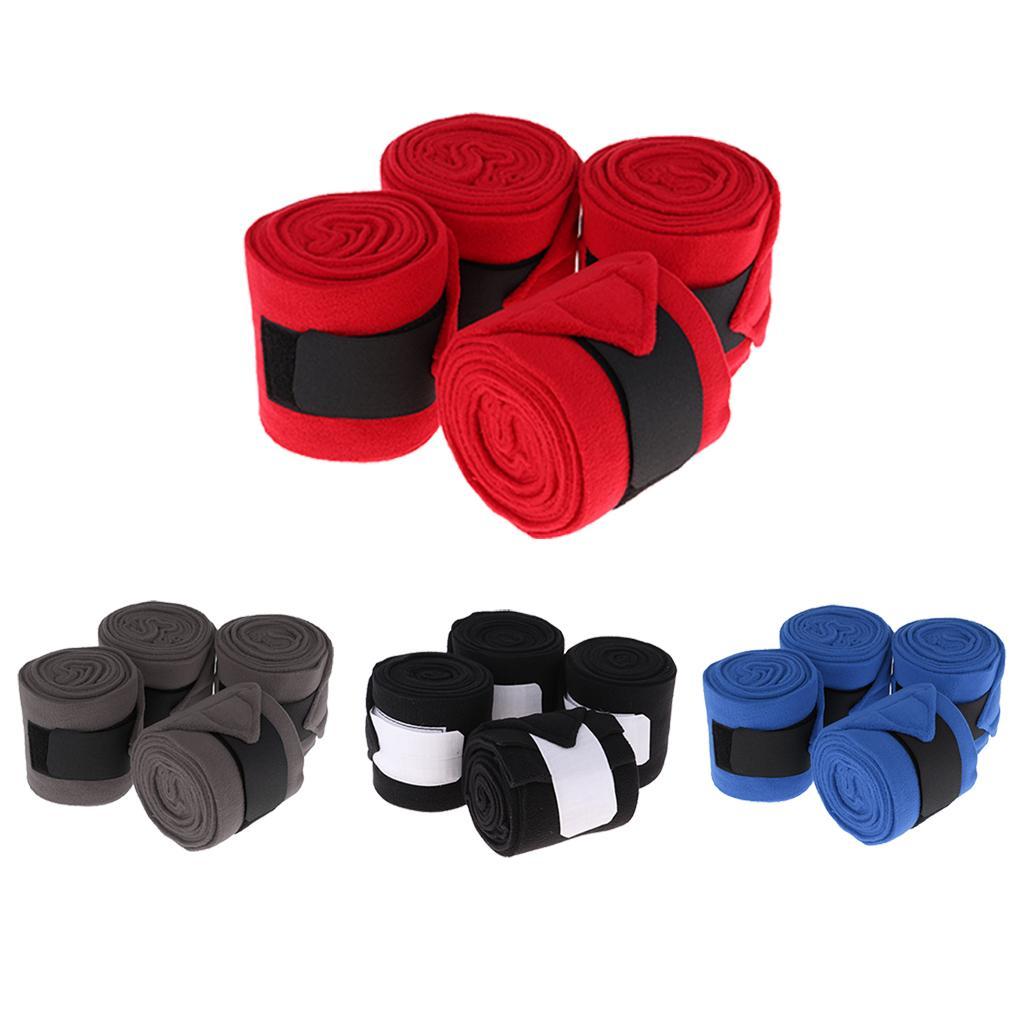 4 Rolls Fleece Leg Wraps Horse Equestrian Boots Bracer Leg Protection Wraps -