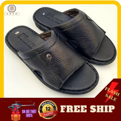 DÉP QUAI NGANG NAM DA BÒ 100%, BẢN DA BÒ ĐÍNH KHUY INOX, MAY QUAI FULL XUỐNG ĐẾ