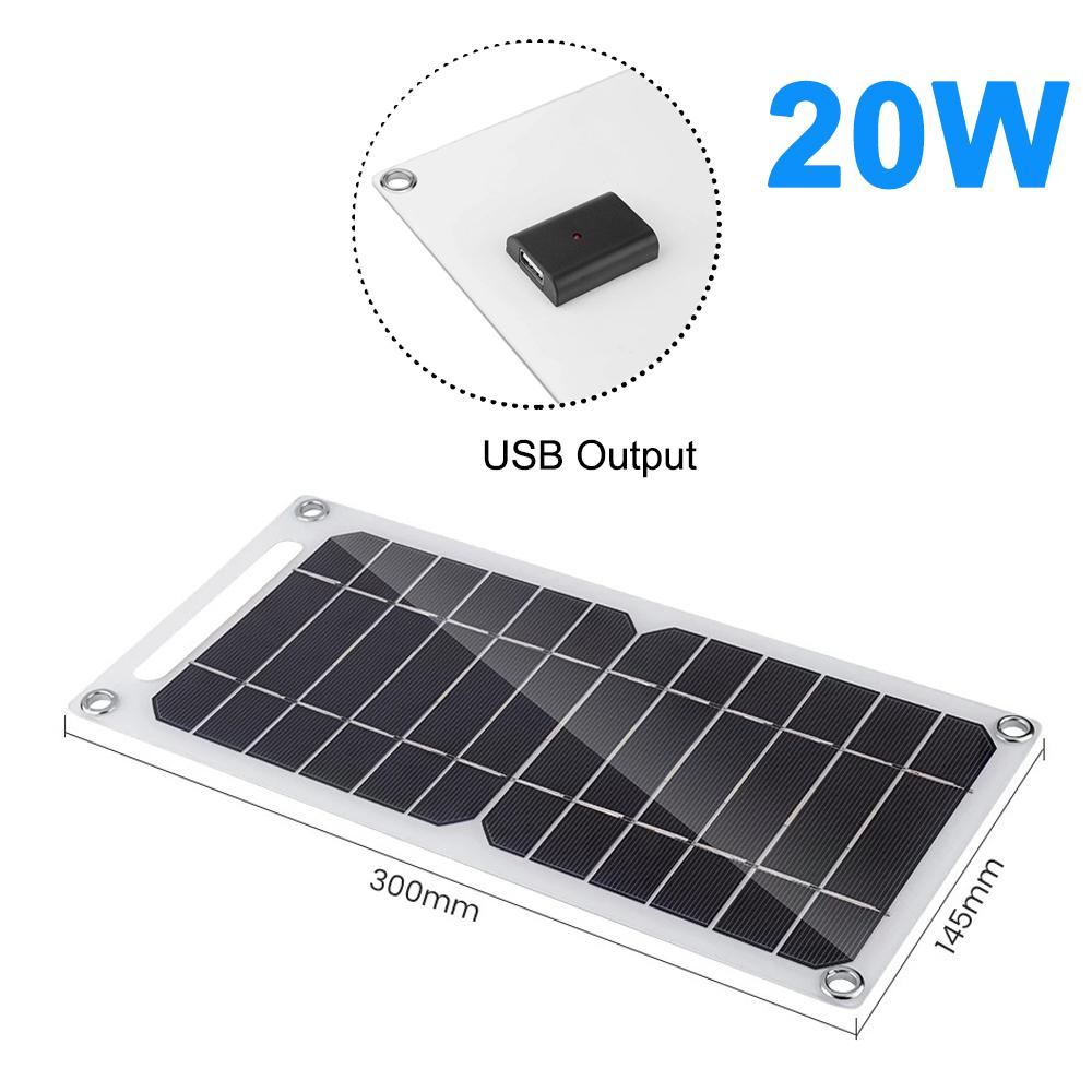 Máy phát điện năng lượng mặt trời di động 20W Bộ sạc pin di động USB 5V DIY cho Power Bank Du lịch ngoài trời Cắm trại Ánh sáng mặt trời 10W 8W 3W 2W Màu sắc: 300x145x3MM 20W