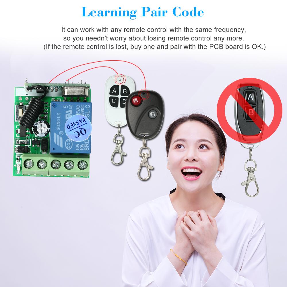 Universal Wireless Remote Control Switch DC 12V 1CH Relay Receiver Module and RF Transmitter Electronic Lock Control