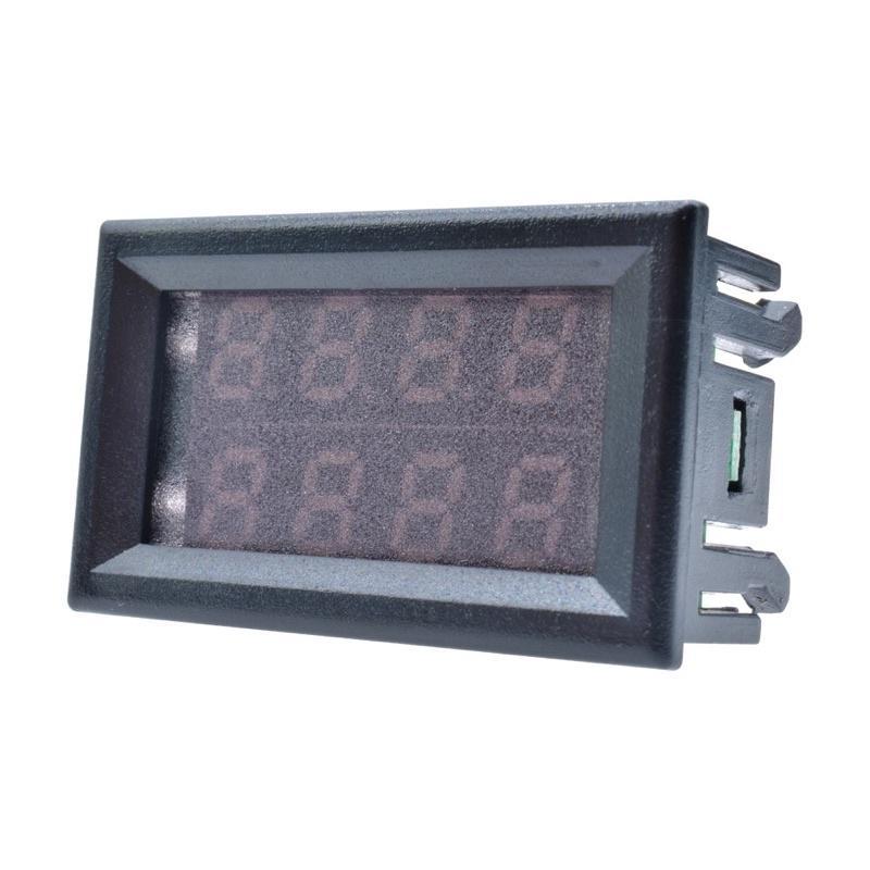 Vôn kế ampe kế kỹ thuật số 4ống led,  đèn LED kép màu đỏ xanh lam DC 0-100V 10A 50A 100A 4 chữ số