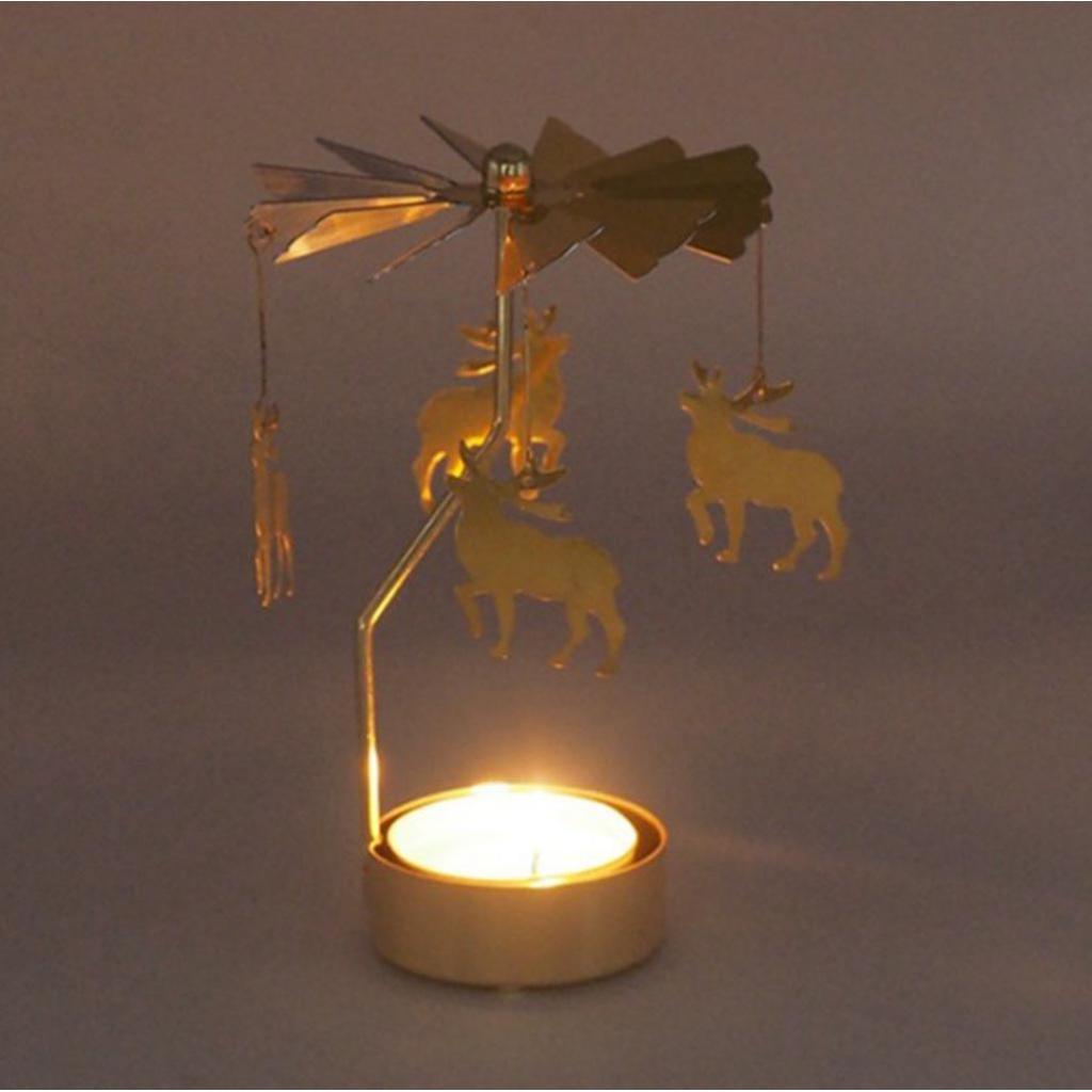 5xChristmas Windmill Decor Rotating Candle Tea Light Holder Candlestick Gift