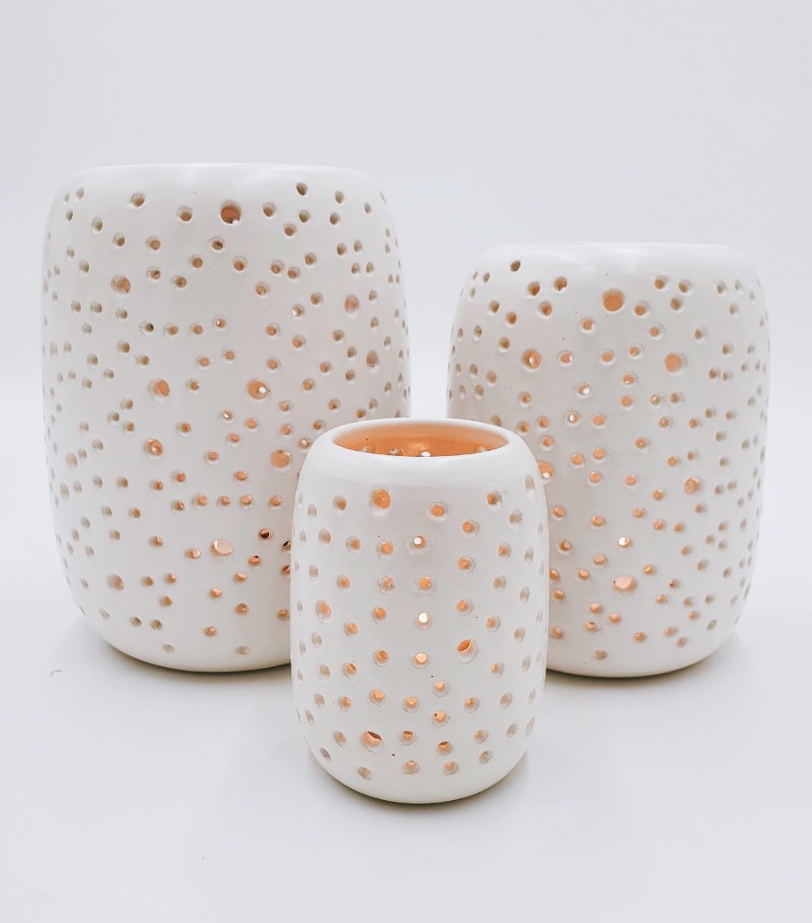 Bộ 3 đèn nến bằng gốm