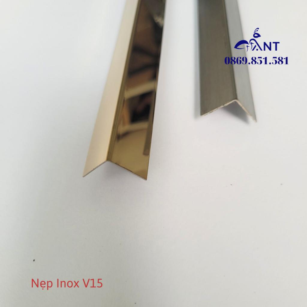 Nẹp Inox V15 Đen Xước, nẹp ốp góc tường, nẹp ốp cầu thang, nẹp trang trí, dày 0.4, thanh dài 2m7 hoặc thanh dài 3m