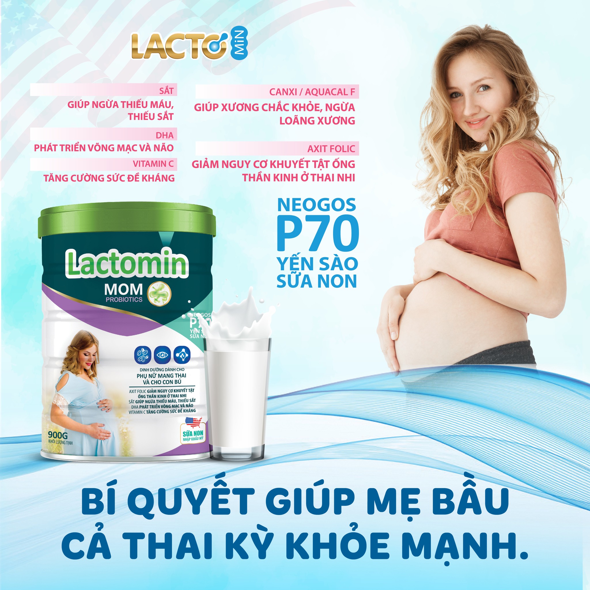 Sữa mát Lactomin Mom 900g- Hấp thụ, Tiêu hóa, dễ uống