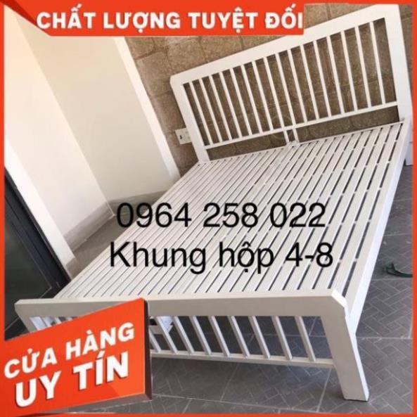 Giường sắt khung hộp ngang 1m6 dài 2m tphcm.