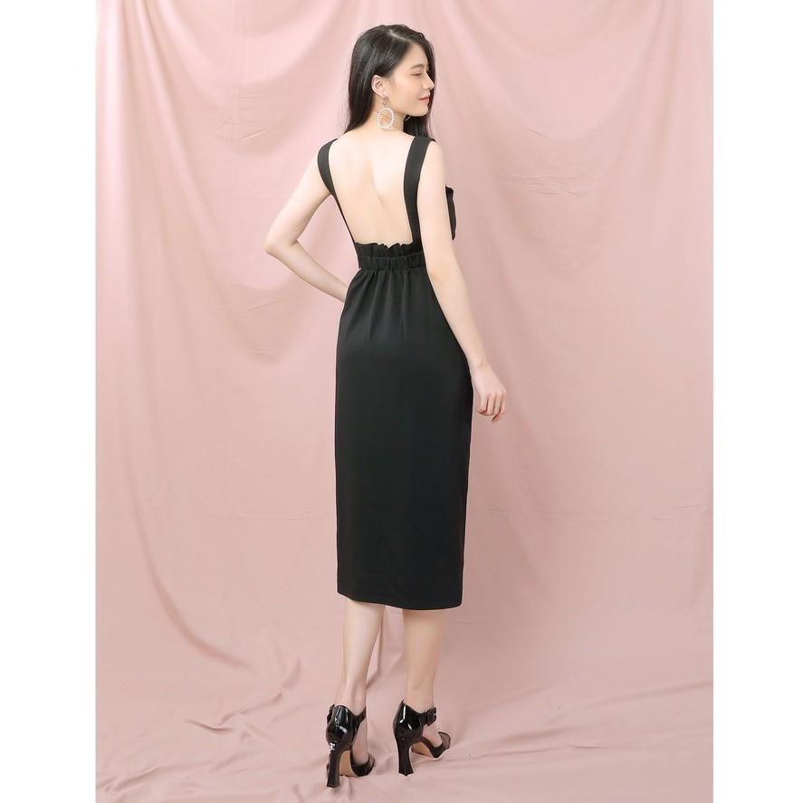 Đầm maxi nữ 2 dây thắt nơ eo - Váy nữ cut out lưng quyến rũ TK FASHION DK951