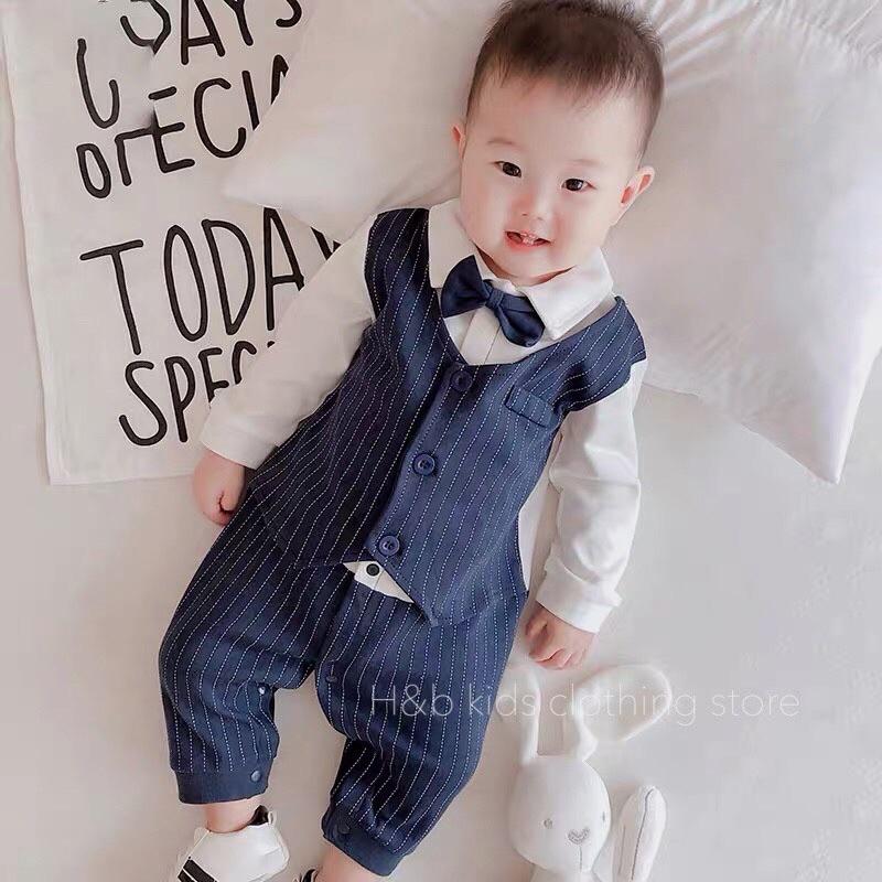 Body công tử dài tay cho bé trai - set vest - bộ áo liền quần ngầu cho bé sơ sinh - body thu đông - áo quần trẻ em