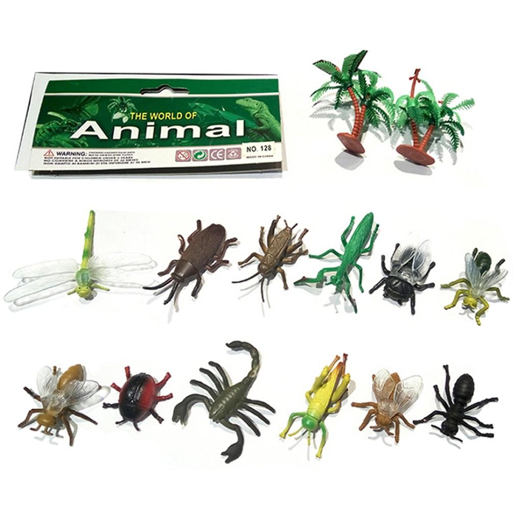 Set 12 mô hình côn trùng các loại A128 New4all Mini Wild Insect Animals World đồ chơi thế giới động vật chất liệu an toàn cho trẻ tặng kèm 04 cá vàng sinh động