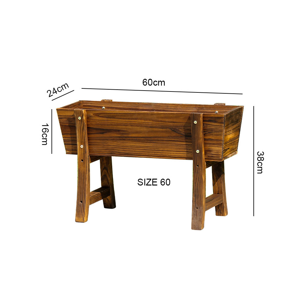 Chậu trồng cây chữ nhật có chân đỡ bằng gỗ thông dày dặn size 60cm trồng lan, trồng hoa cây cảnh ban công sân vườn