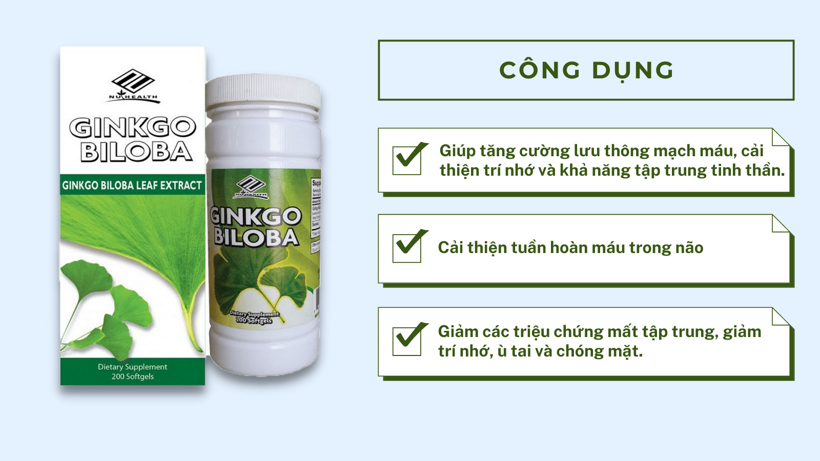 Viên uống Ginkgo Biloba hỗ trợ cải thiện tuần hoàn não