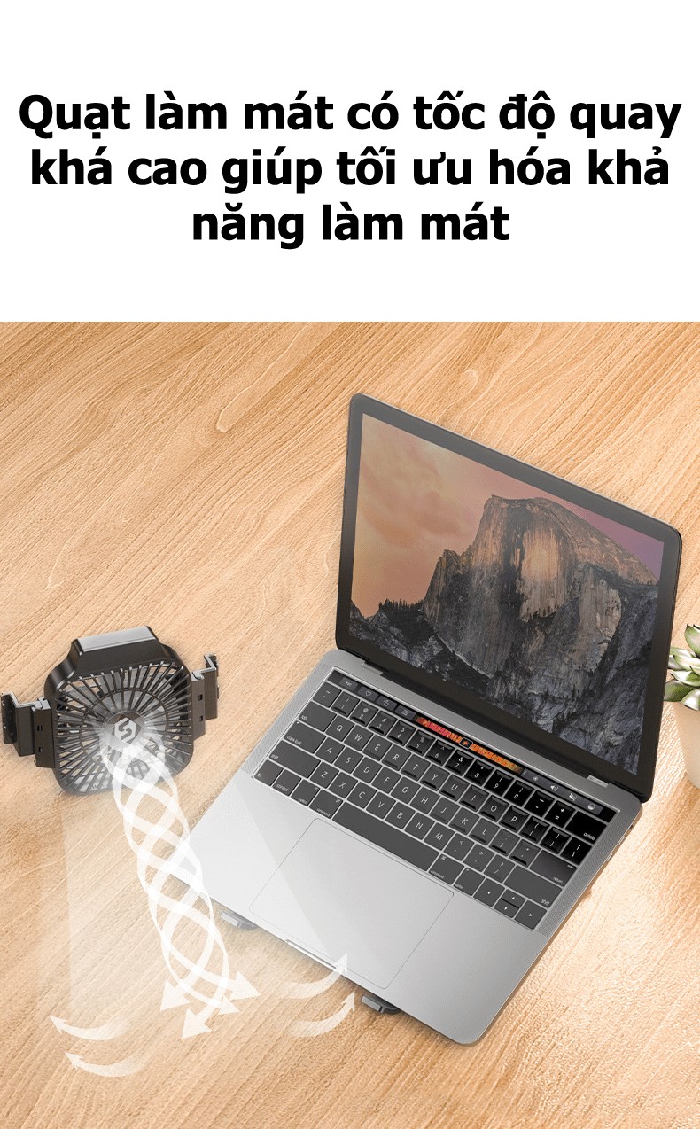 Giá đỡ laptop và máy tính bảng bằng hợp kim nhôm có quạt tản nhiệt tiện dụng HD00020