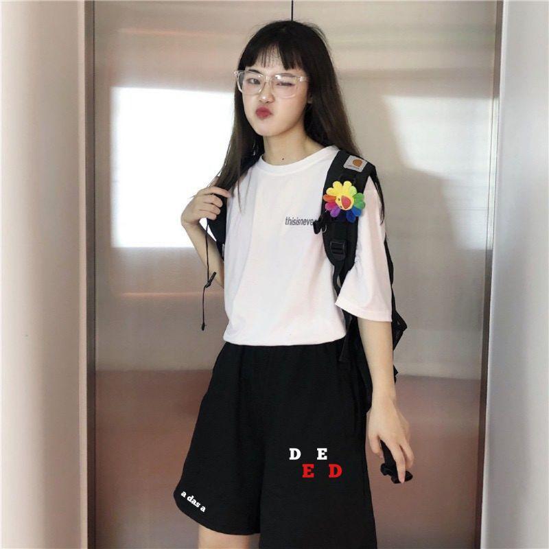 Quần short thun đen cho nữ kiểu dáng unisex thể thao có bigsize