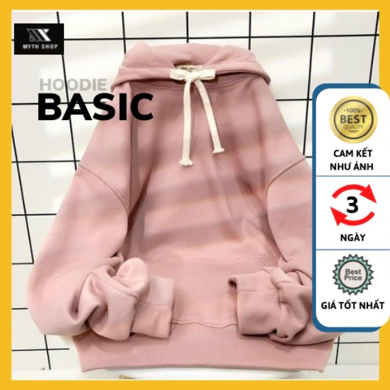 Áo Hoodie Trơn BASIC Form Rộng Vải Nỉ Cotton Lót Bông Unisex Ulzzang