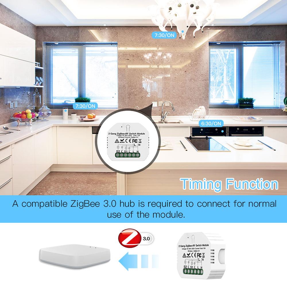 Công tắc mô đun Wf 2 cổng Thiết kế ẩn ZigBee 3.0