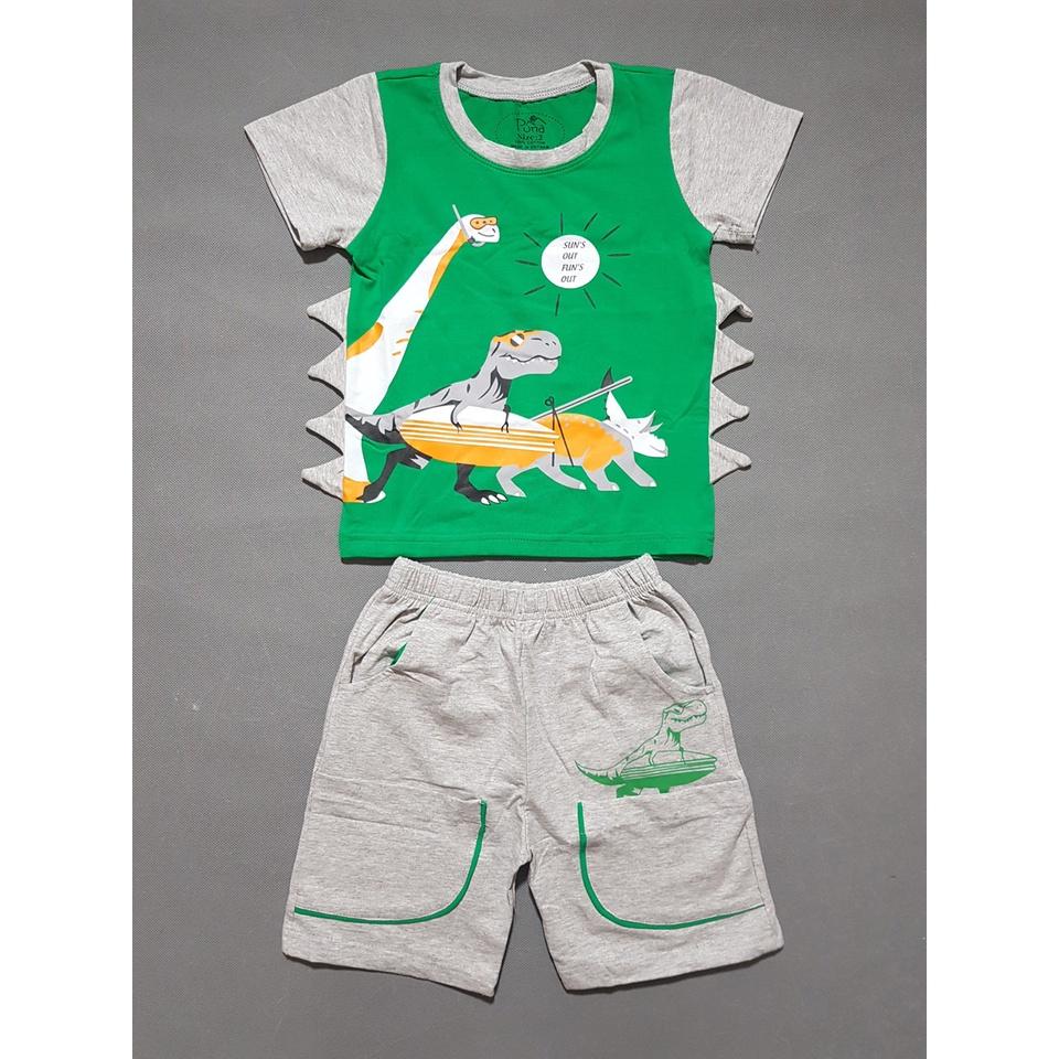Bộ thun cotton mềm mại hình khủng long có vây siêu cute cho bé trai