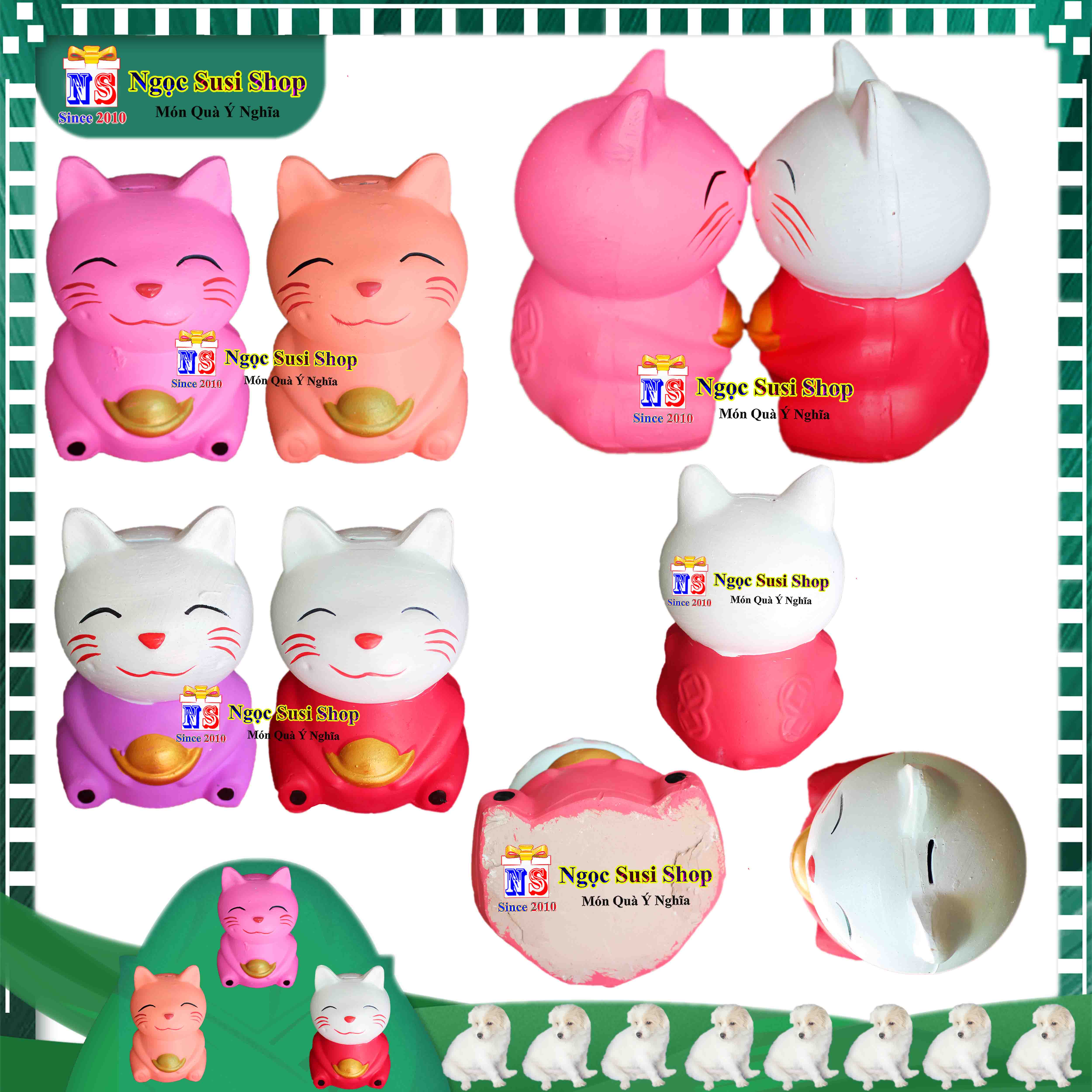 CON HEO ĐẤT HÌNH CON MÈO ÔM CỤC VÀNG DÙNG BỎ ỐNG TIẾT KIỆM - LỢN ĐẤT HÌNH CON MÈO TIẾT KIỆM ĐỘC LẠ GIAO NGẪU NHIÊN MÀU