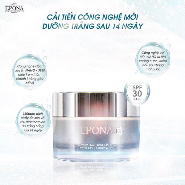 [SAMPLE] Kem Dưỡng Trắng Nâng Tone Epona Premium Snail Tone Up Cream SPF 30 PA++ 1ml