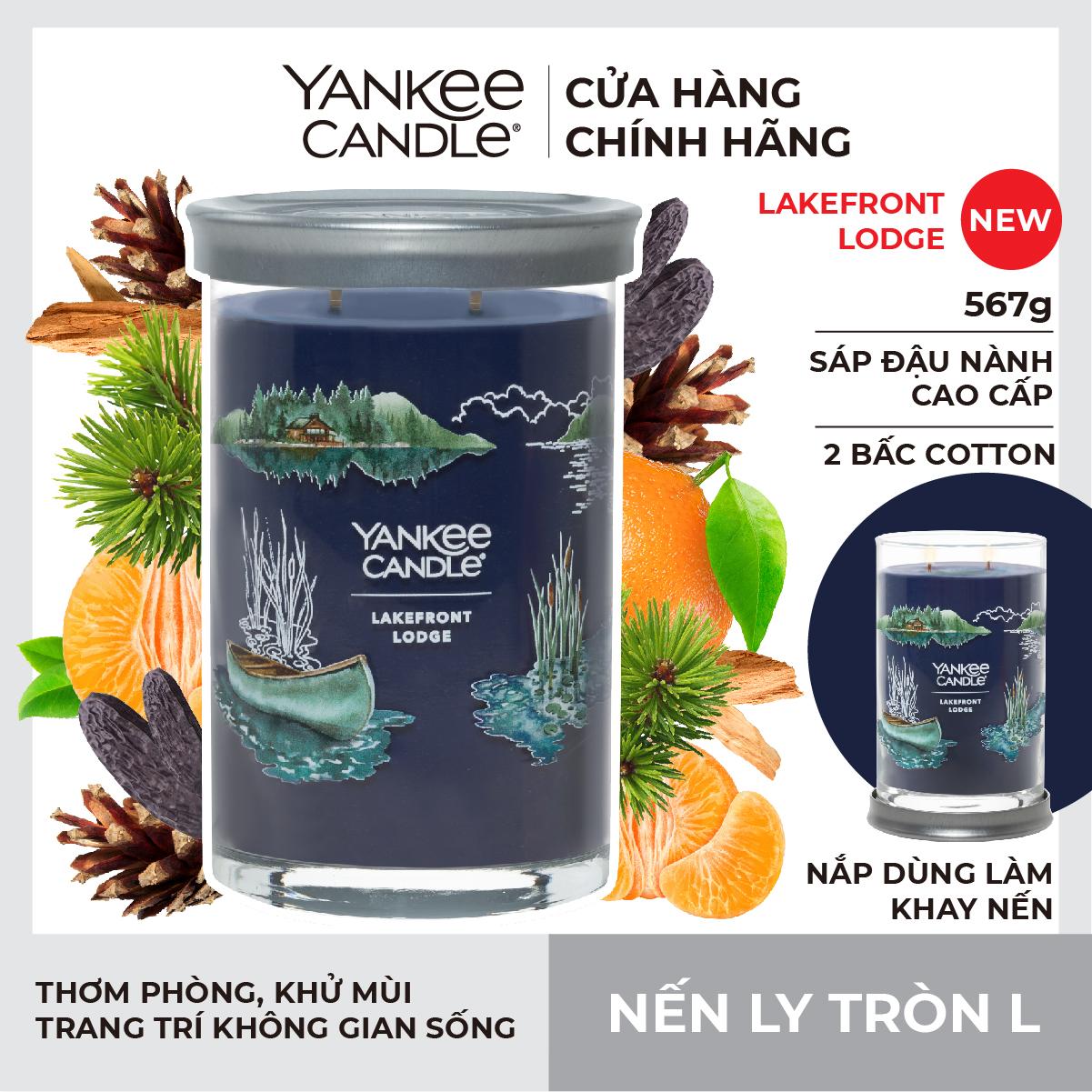 Nến ly tròn sáp đậu nành Yankee Candle size L - Lakefront Lodge