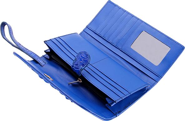Ví Nữ Da Cá Sấu 3 Gấp Gai Huy Hoàng HT3288 - Xanh Dương
