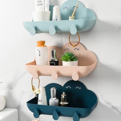 Kệ nhà tắm hình đám mây GD474-KNTMay3M mẫu mới có 3 móc treo đồ tiện dụng, kệ để đồ hình đám mây có 3 móc cute dễ thương