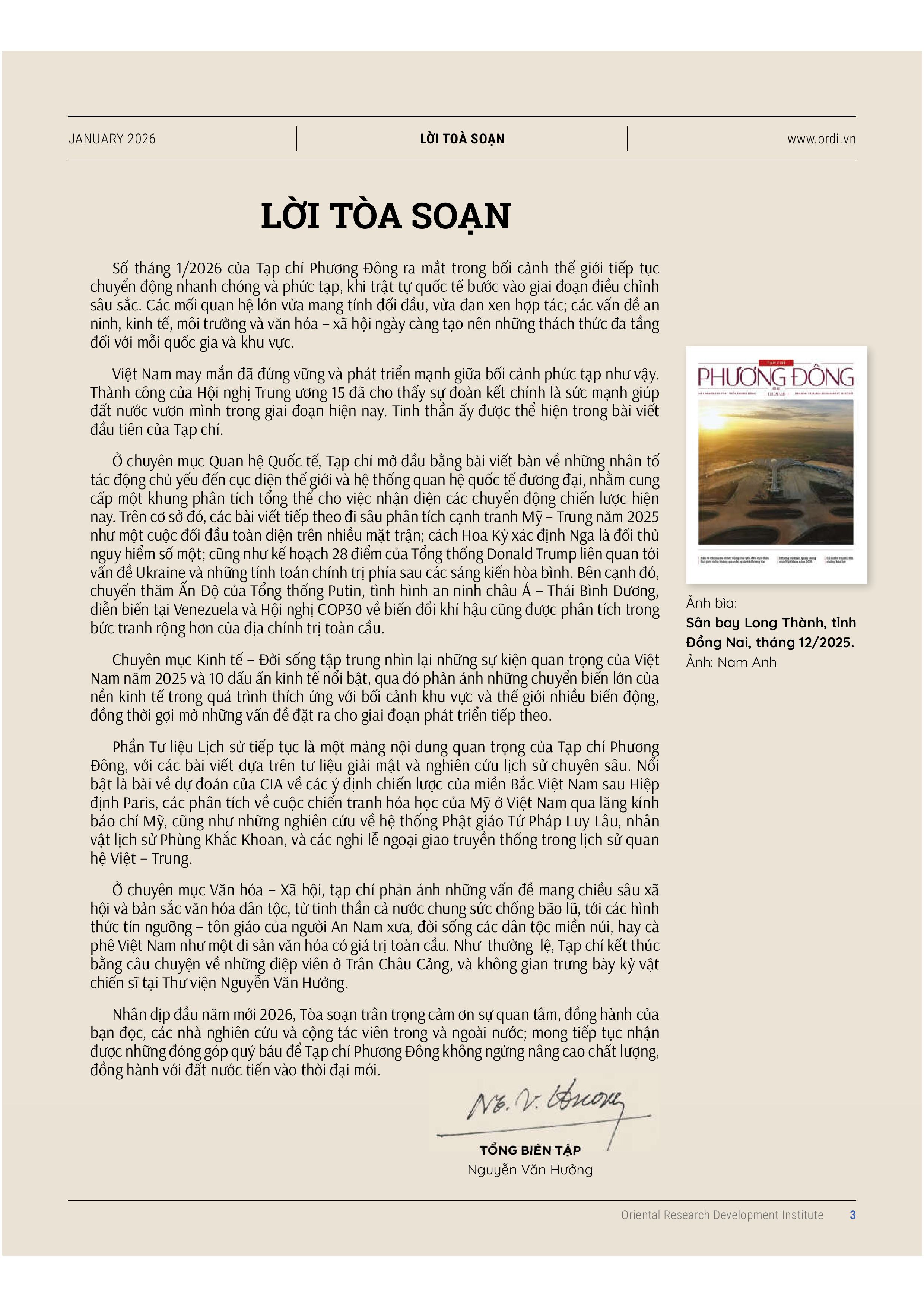 (Số 85) TẠP CHÍ PHƯƠNG ĐÔNG 01/2026 – Nhiều tác giả – Viện Nghiên cứu Phát triển Phương Đông