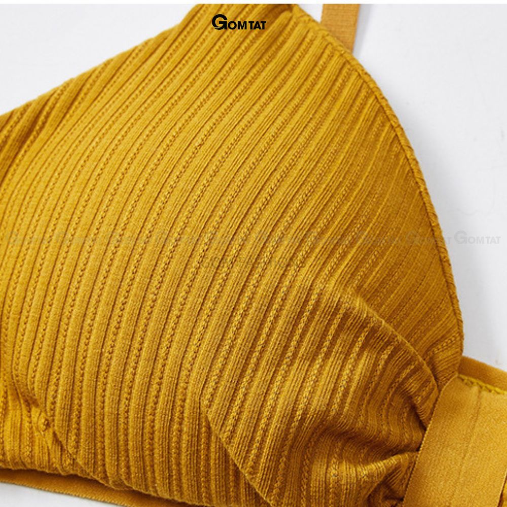 Áo bra thắt nơ 2 dây không gọng đệm mỏng siêu nâng ngực, áo lót nữ hở lưng chất cotton siêu thoáng khí - BRANO-003