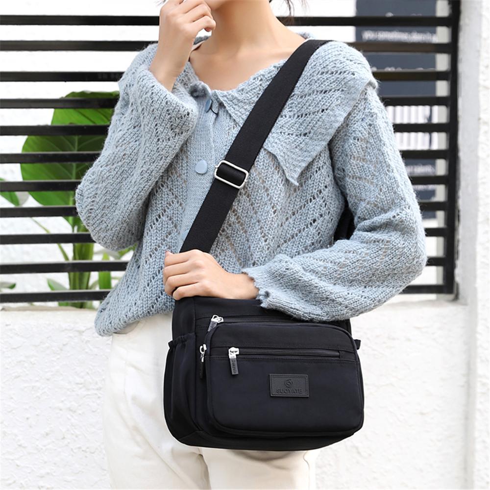 Dây Kéo Đôi Đeo Chéo Túi Xách Cho Nữ Nylon Chất Lượng Cao Vải Đeo Vai Thiết Kế Cổ Túi Nữ Du Lịch Tất