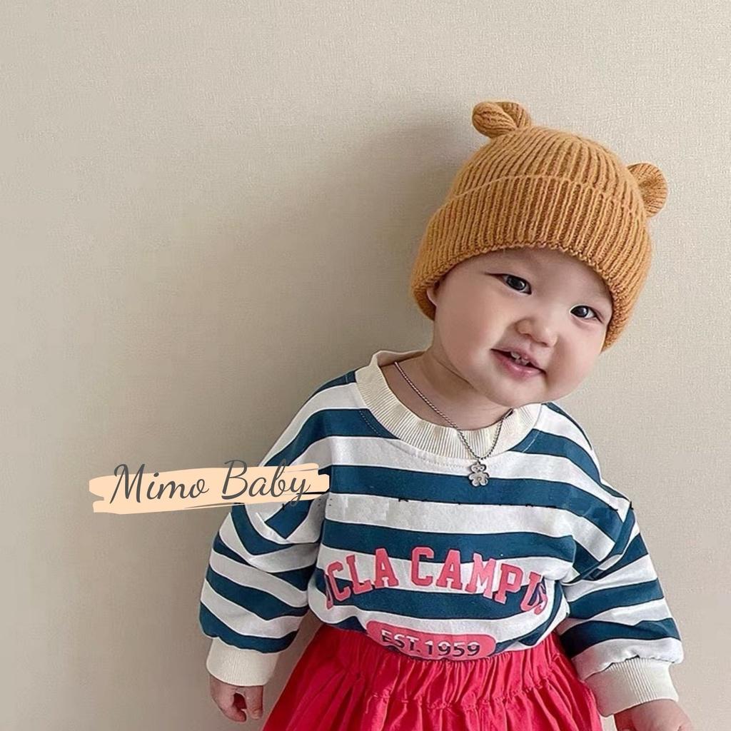 Mũ nón len cho bé - mũ len trơn tai gấu vặn vành cho bé 6m-5y mimo baby ML37