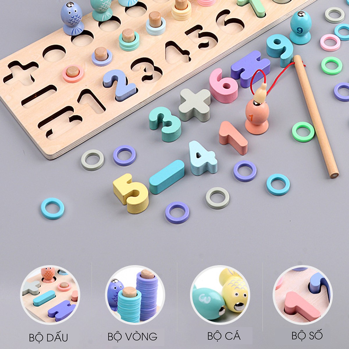 Đồ chơi giáo dục - Giáo cụ Montessori - bộ học đếm số kết hợp cậu cá đồ chơi trí tuệ MyKids