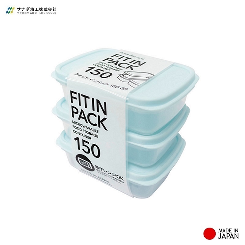 Set 03 hộp thực phẩm nắp mềm Sanada Fit in Pack 150ml - Made in Japan