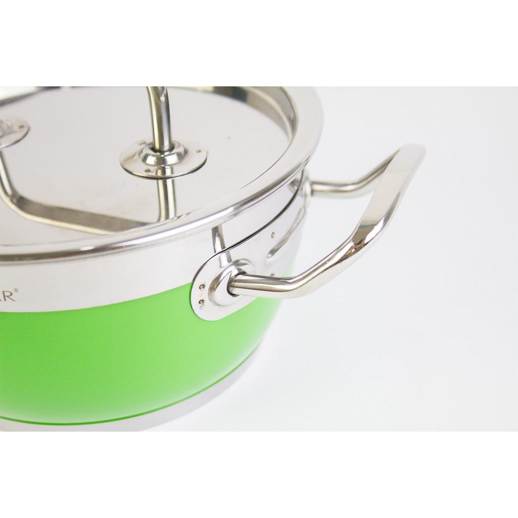 Bộ 2 nồi inox màu FiveStar 3 đáy từ nắp inox , tặng 5 muỗng ăn