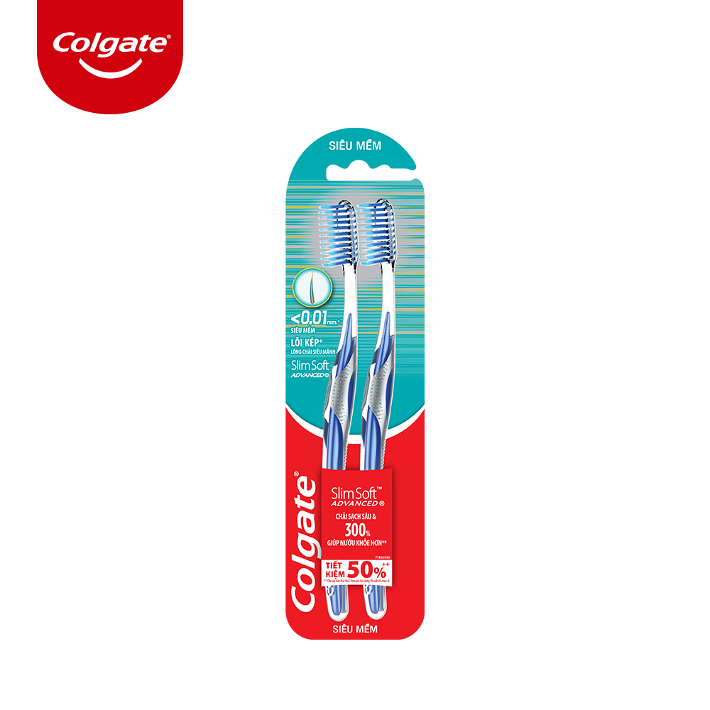 Bộ 2 Bàn chải Colgate Slimsoft Advanced Twin siêu mềm bảo vệ nướu