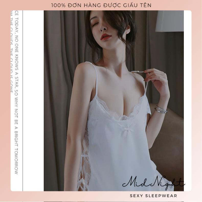 Váy Ngủ Sexy Hở Sườn Quyến Rũ Khiêu Gợi Sang Trọng Mid Night Sexy - Đồ Lót Gợi Cảm Dây Buộc Ren Cám Dỗ Đầy Kích Thích - Màu Đen
