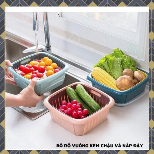 Bộ Rổ Vuông Kèm Thau Và Nắp Đậy Tiện Dụng - Vận Chuyển Miễn Phí Toàn Quốc