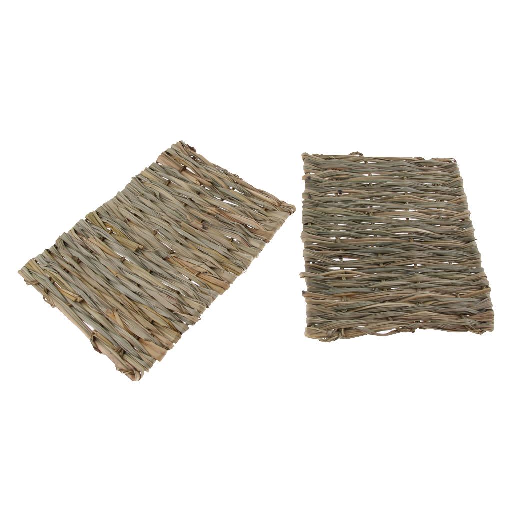 2x Handwoven Straw Rabbit Cage Mat Hamster Rabbit Squirrel House Sleep Bed