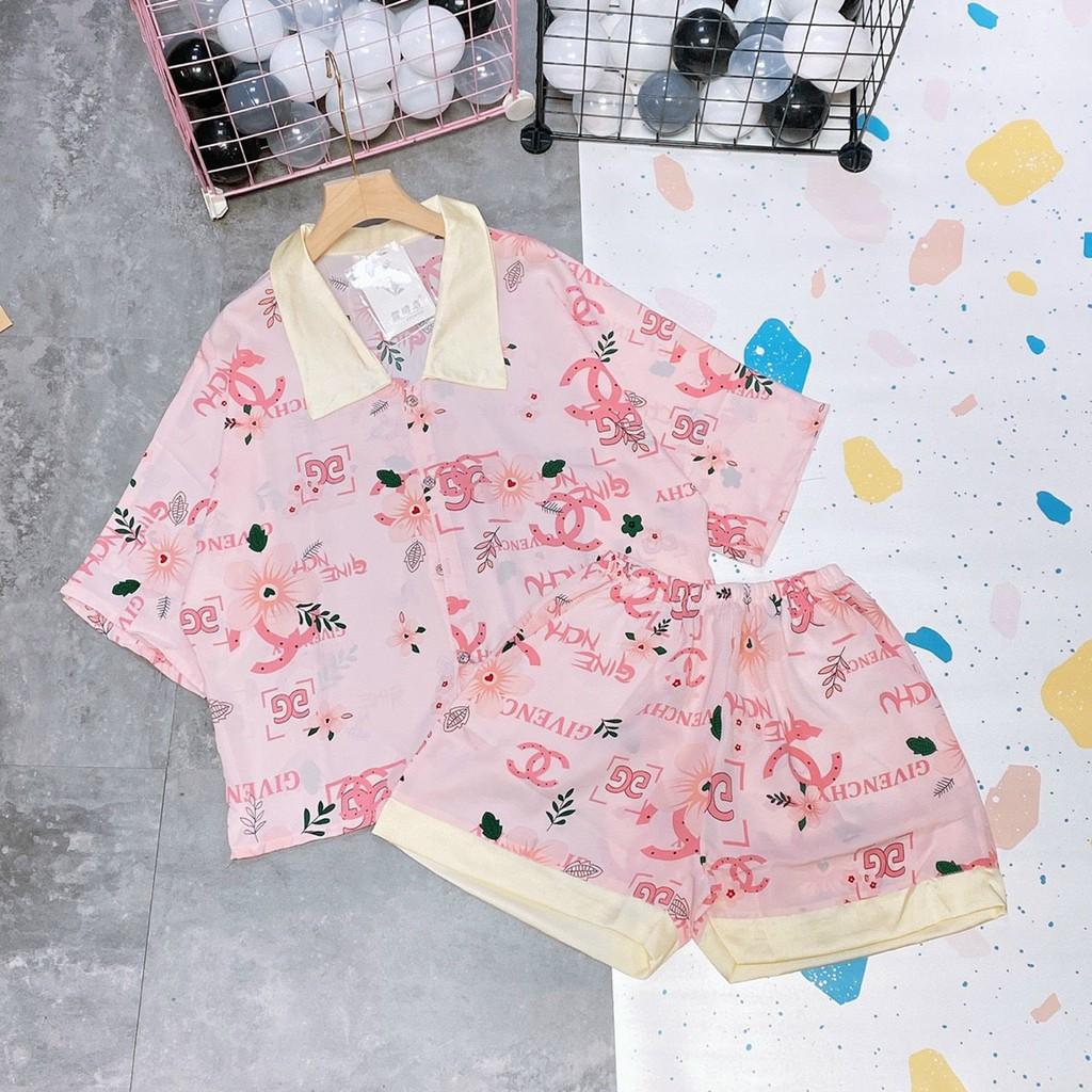 Đồ Bộ Pijama Nữ Mango - Tay Ngắn Quần Đùi Họa Tiết Sang Trọng Form Dưới 60kg Mặc Đẹp