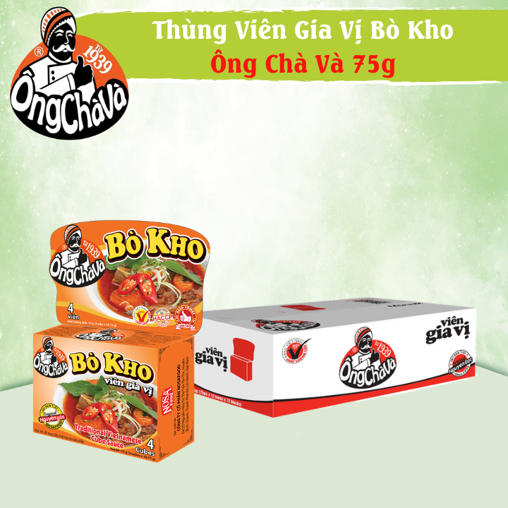 Thùng Viên Gia Vị Bò Kho 75g Ông Chà Và 144 Hộp