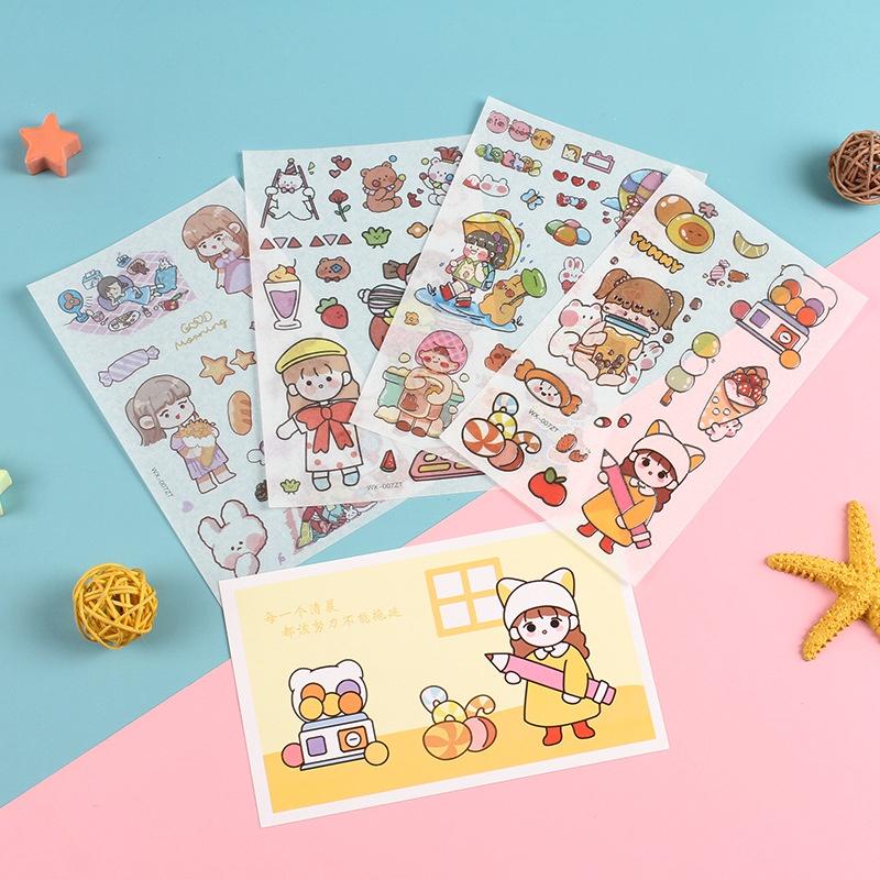 Sticker quai xách set 4 tấm cắt sẵn mix hình cute - Nguồn hàng giá rẻ